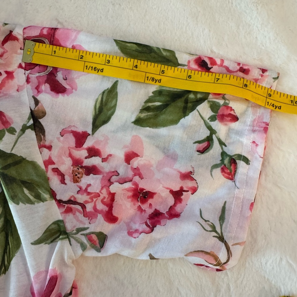 Show Me Your Mumu White & Pink Floral Kimono Shirt Sleeve Robe- One Size - Picture 12 of 13